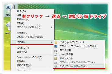 Windows VistaでCD-R/RWやDVDに書き込む方法（注意点）